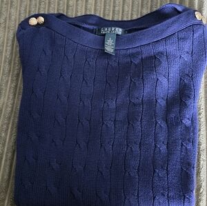 Womens Lauren Ralph Lauren Deep Blue Cable Knit Sweater